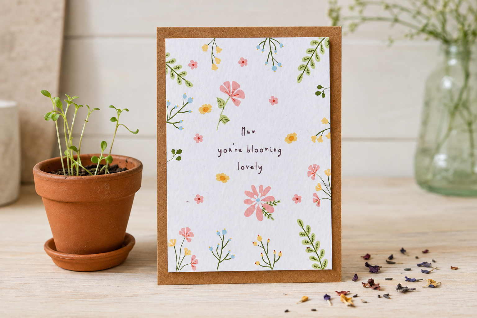 Langs plantable seed greeting card with growing seedlings