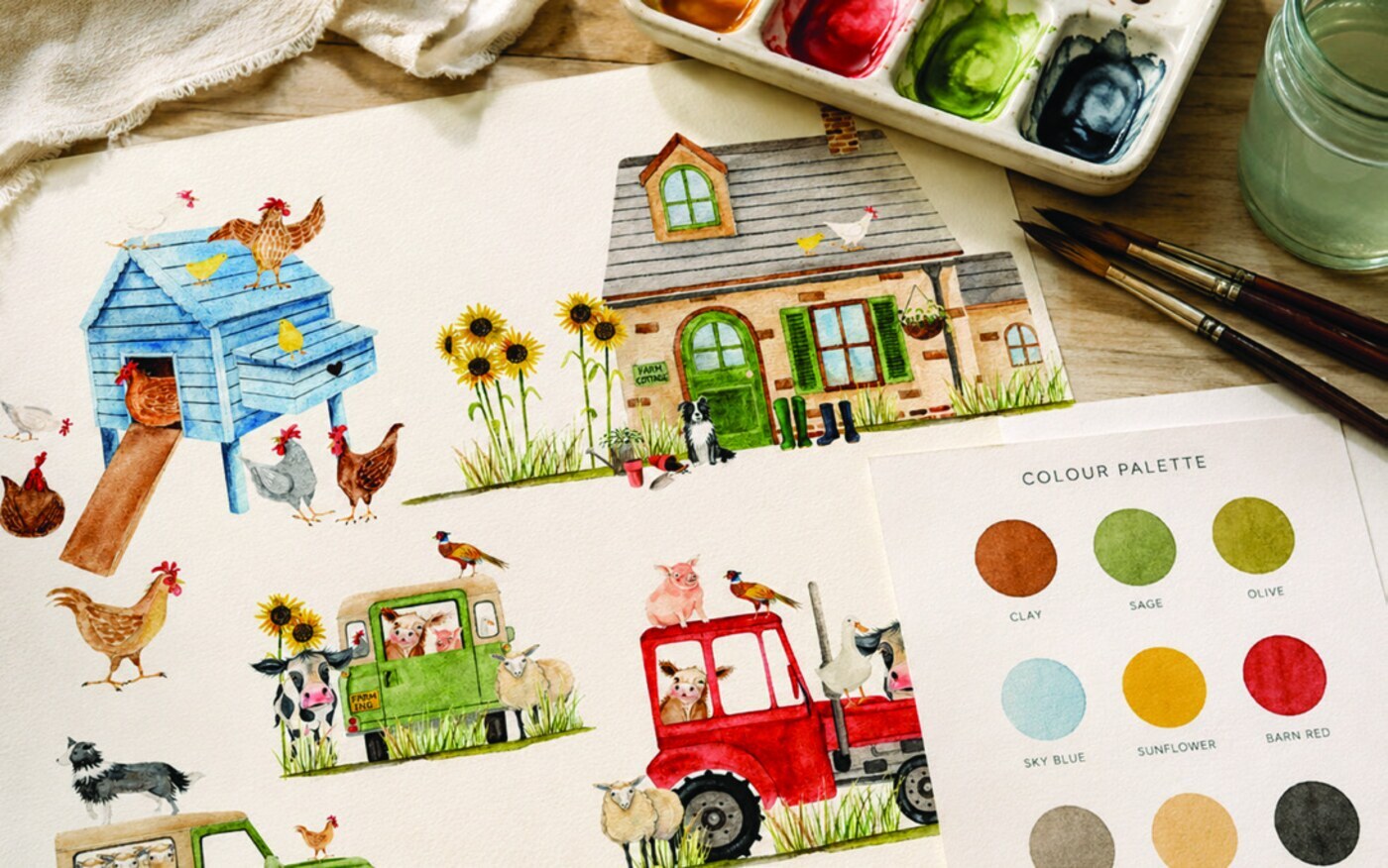 Giftware sketches and colour palette created by our Derby design team